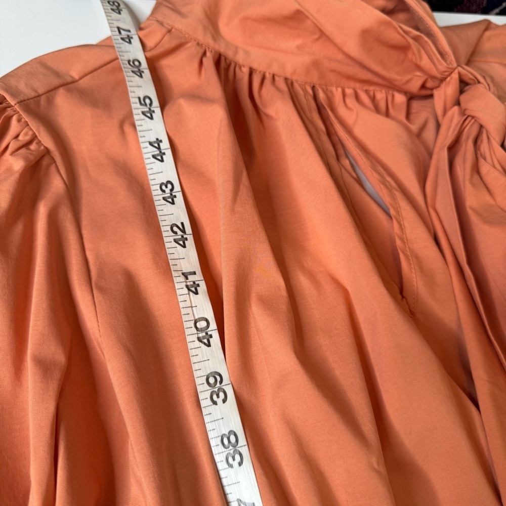 New York & Co High-Low Salmon Top w/ Bow and Puff Sleeves Size XL - Picture 6 of 11